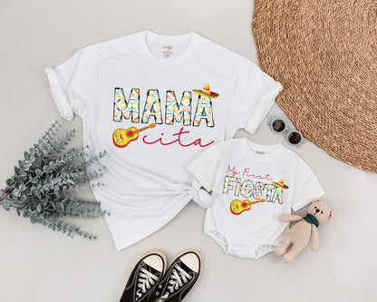 My First Fiesta Birthday Outfit Mama Cita Vibrant Mexican Party Theme Matching Family Shirt Mom and Me Taco Bout One Celebration Soft Cotton Tee