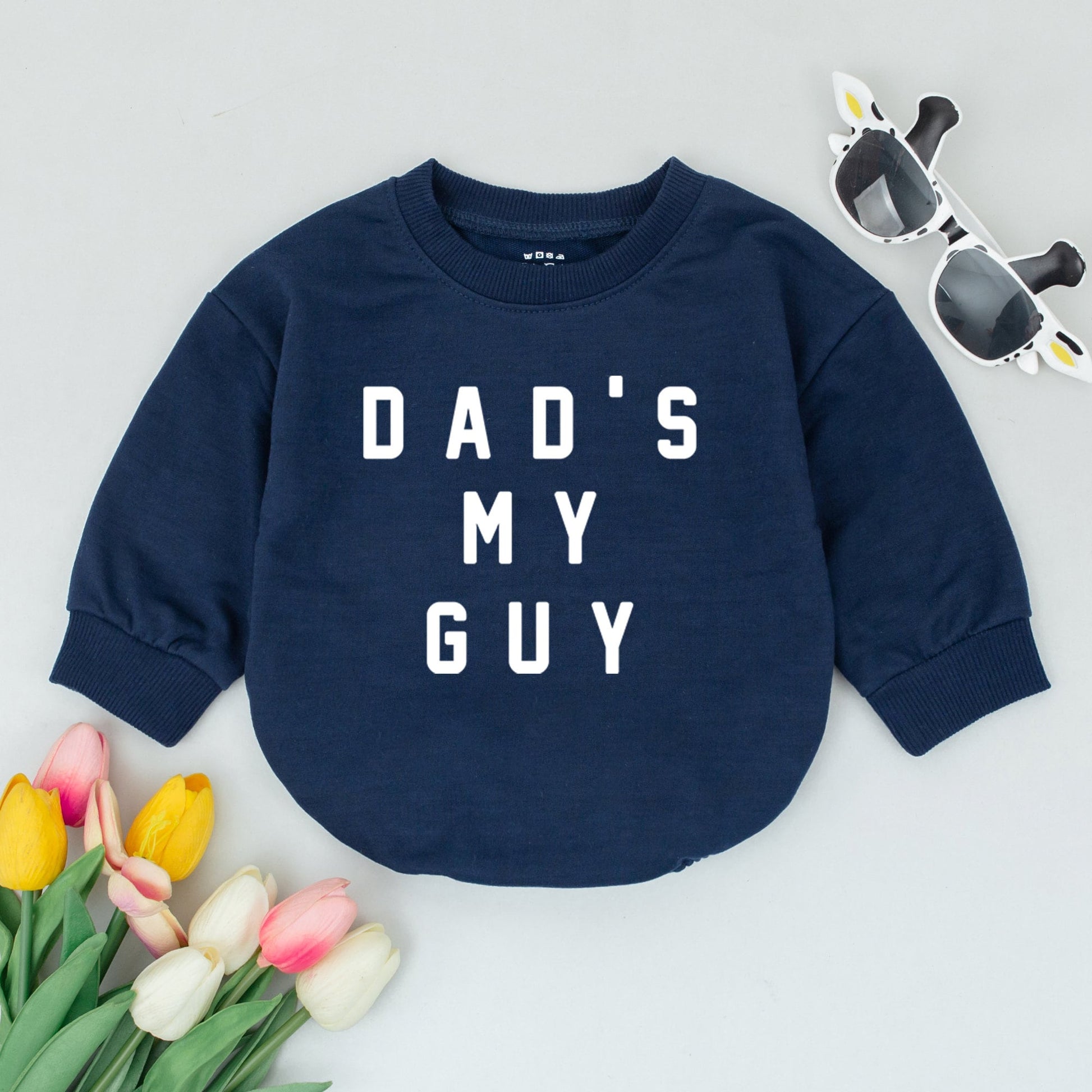 Dad's My Guy Baby Romper Minimalist White Text Bodysuit Soft Gender Neutral for Father's Day New Dad Gift Newborn Baby Announcement