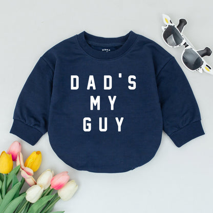 Dad's My Guy Baby Romper Minimalist White Text Bodysuit Soft Gender Neutral for Father's Day New Dad Gift Newborn Baby Announcement