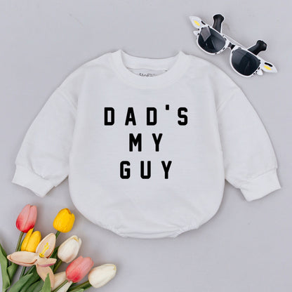 Dad's My Guy Baby Romper Minimalist White Text Bodysuit Soft Gender Neutral for Father's Day New Dad Gift Newborn Baby Announcement