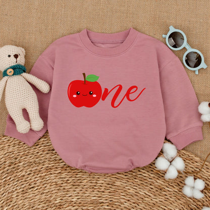 Playful Red Smiling Apple Sweet One Girl First Birthday Romper Apple of My Eye Baby Bodysuit Smash Cake Outfit Summer Celebration