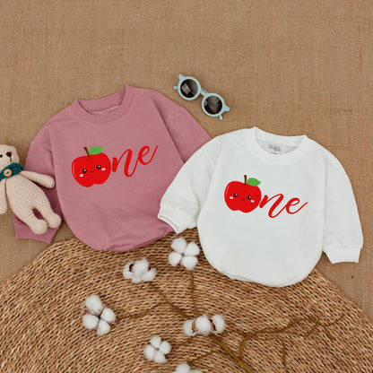 Playful Red Smiling Apple Sweet One Girl First Birthday Romper Apple of My Eye Baby Bodysuit Smash Cake Outfit Summer Celebration