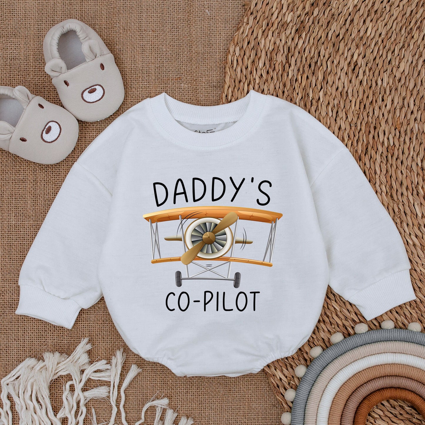 Daddy's Little Copilot Airplane Baby Boy Bodysuit Cozy Newborn Plane Romper Infant Flying Outfit Baby Shower Gift Clothes