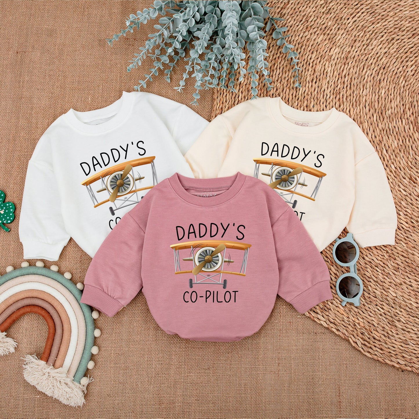 Daddy's Little Copilot Airplane Baby Boy Bodysuit Cozy Newborn Plane Romper Infant Flying Outfit Baby Shower Gift Clothes