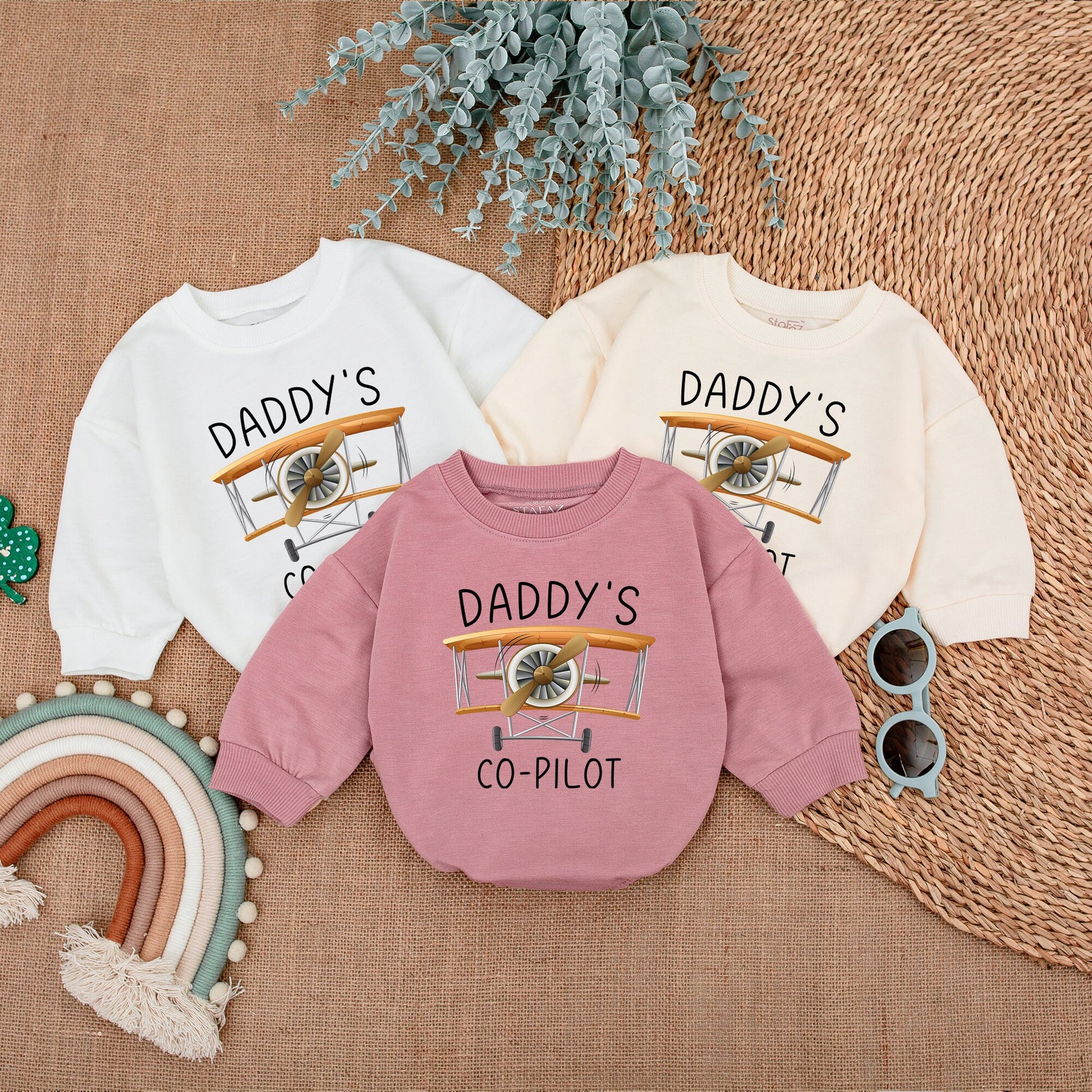 Daddy's Little Copilot Airplane Baby Boy Bodysuit Cozy Newborn Plane Romper Infant Flying Outfit Baby Shower Gift Clothes
