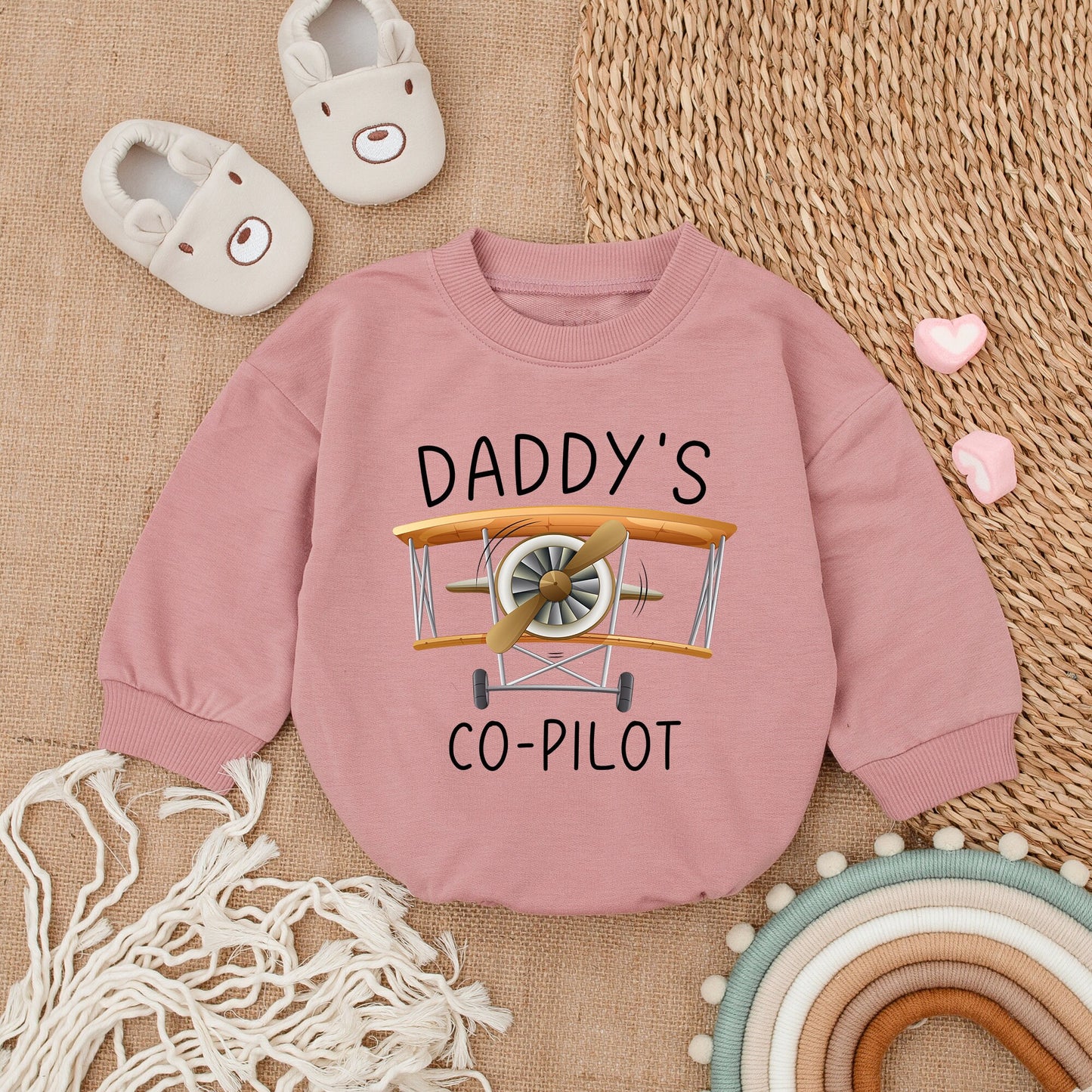 Daddy's Little Copilot Airplane Baby Boy Bodysuit Cozy Newborn Plane Romper Infant Flying Outfit Baby Shower Gift Clothes