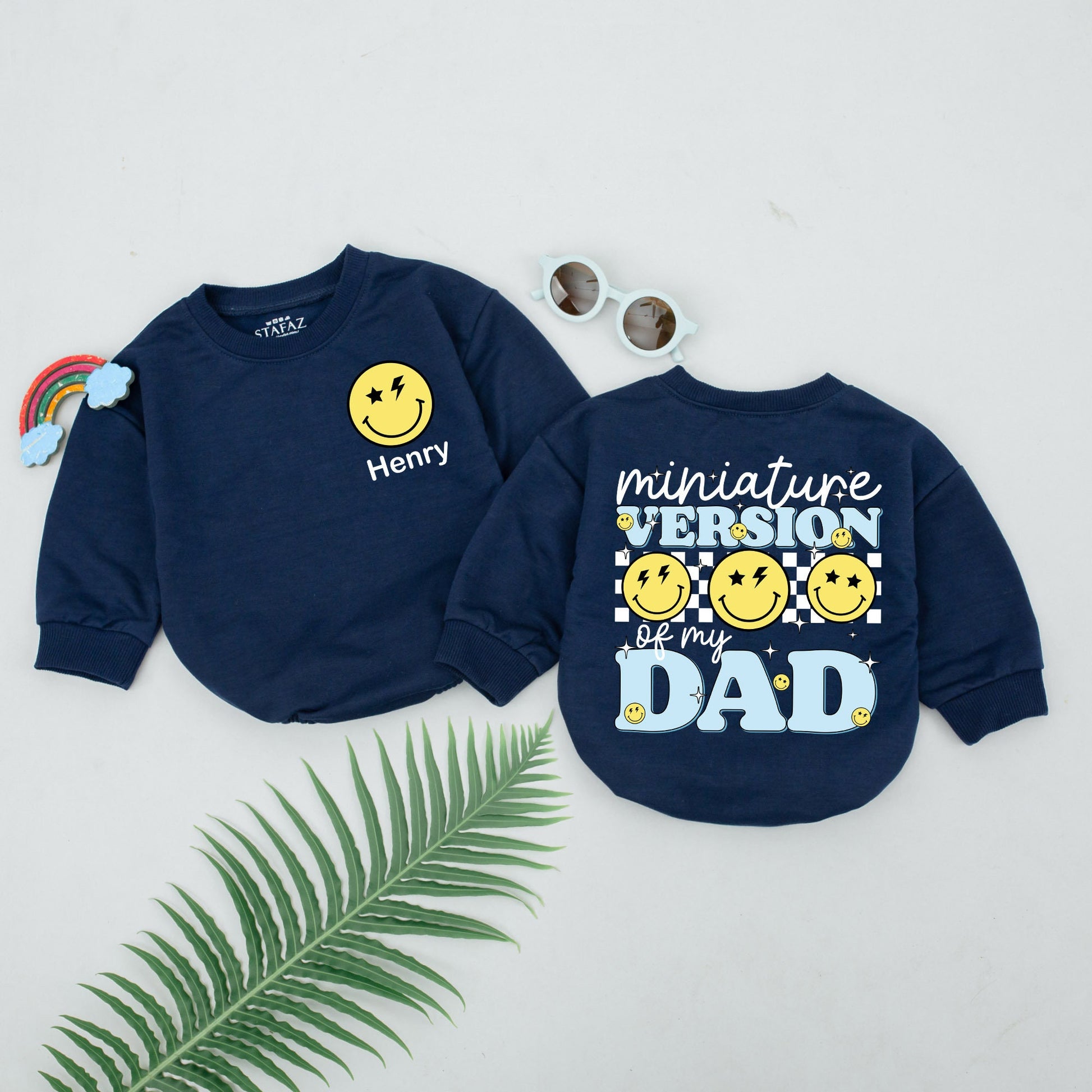 Miniature Dad Romper for Baby Girl or Boy: Father's Day Gift, Hi Daddy! New Baby Outfit, Soft Newborn Clothes, Bubble Romper, Baby Shower Present
