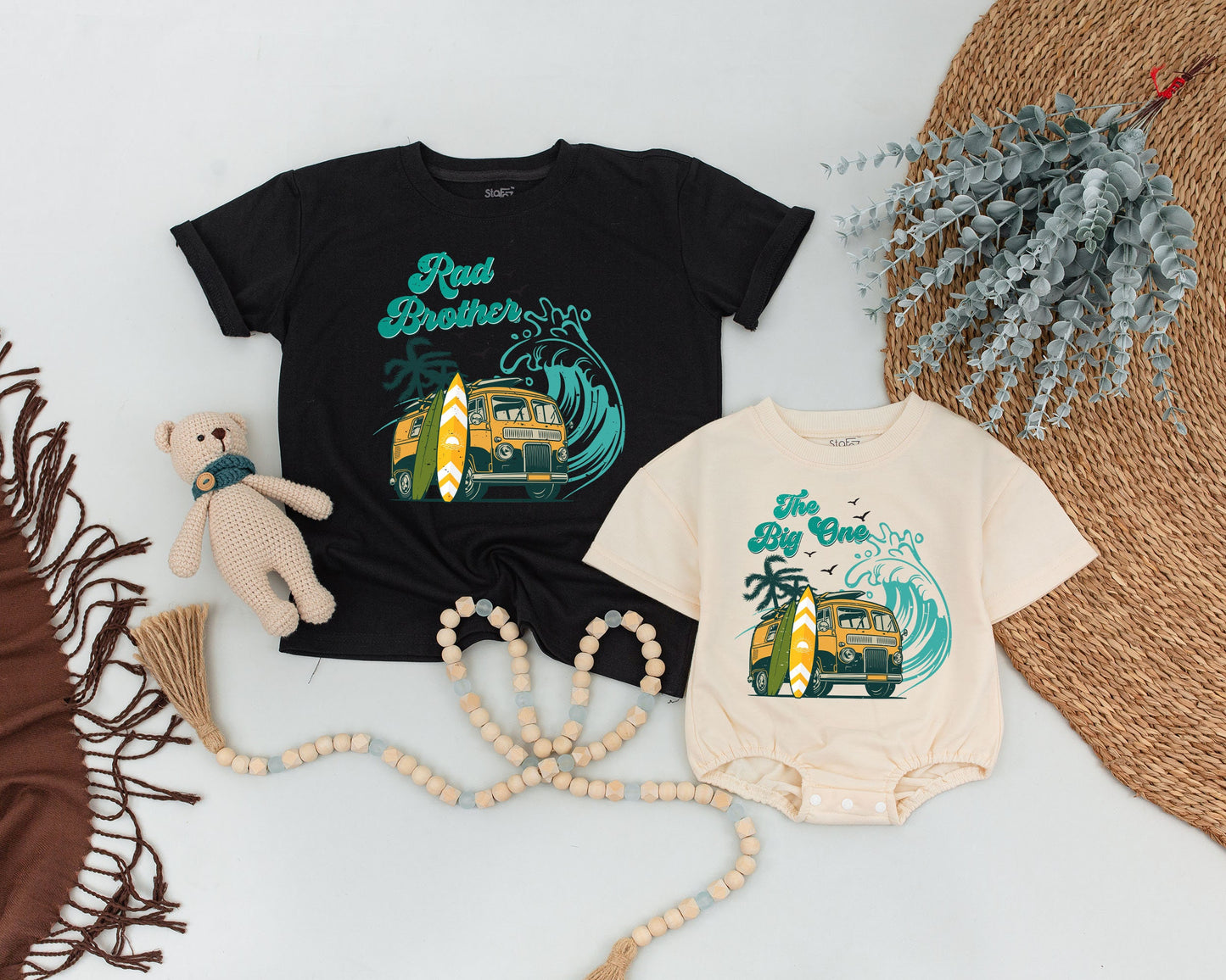 Surf Family Matching Birthday Shirts Retro Van Beachy Design Rad Daddy Mommy Sister The Big One Vintage 70s Party Outfit