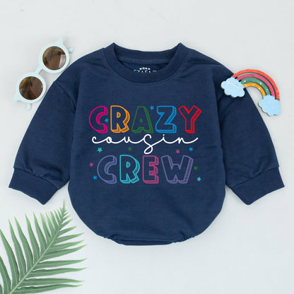 Crazy Cousin Crew Romper Colorful Cartoon Letters Vibrant Star Design Baby Toddler Cousin Matching Outfit Best Friends Shower Birthday Gift