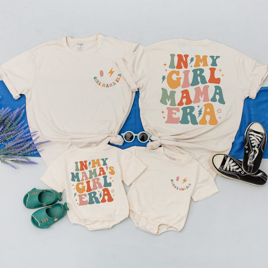 In My Mama's Girl Era Matching Outfit for New Mom & Girl, Retro Baby Shower Gift, Custom Family Tee, Pastel Vintage Mother's Day Shirt with Stars and Lightning Bolts