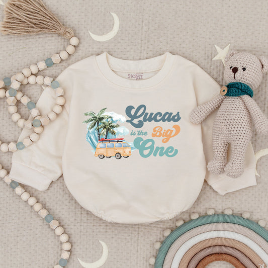 The Big One Surf Beach Baby Romper Personalized Summer Birthday Outfit Smash Cake Outfit