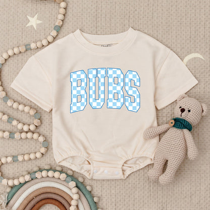 BUBS Baby Boy Romper Cute Checkered Design First Birthday Outfit Little Boy Bodysuit Summer Clothes