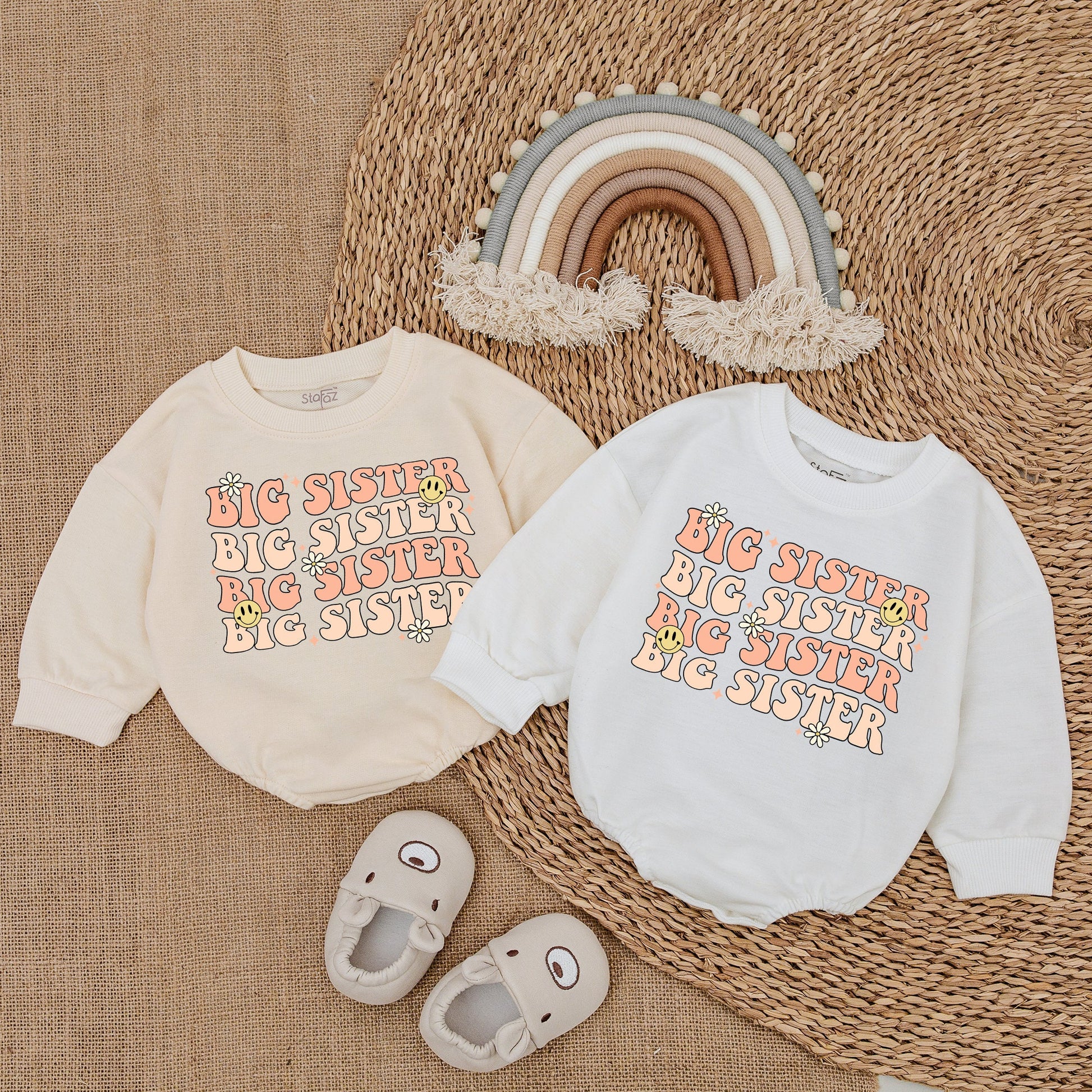 Big Sister Bubble Romper Pregnancy Reveal Baby Bodysuit Baby Girl Clothes Newborn Romper Sister Baby Shirt Gift for Big Sis