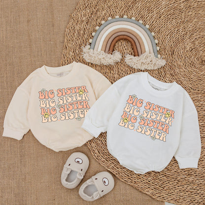 Big Sister Bubble Romper Pregnancy Reveal Baby Bodysuit Baby Girl Clothes Newborn Romper Sister Baby Shirt Gift for Big Sis