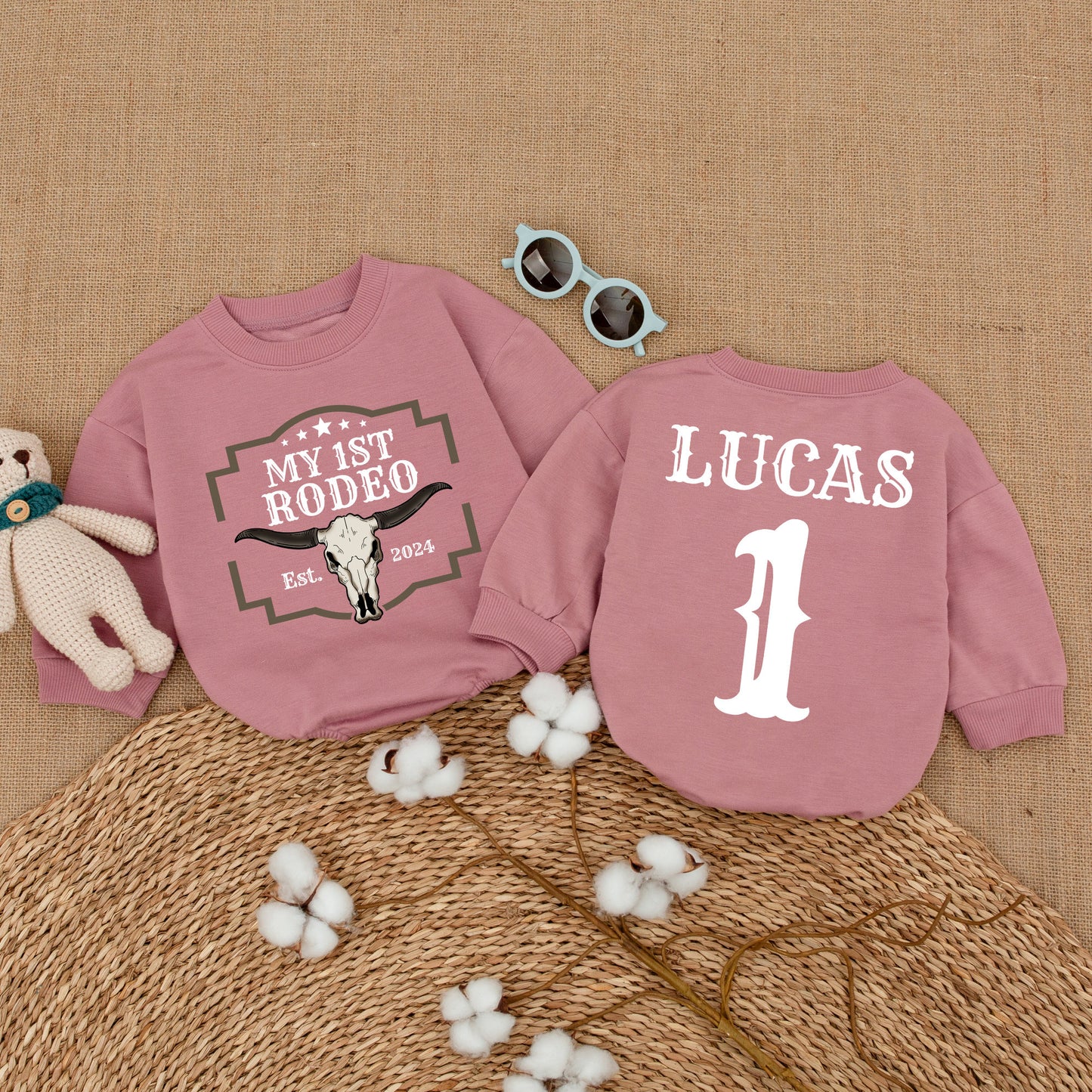 Custom My First Rodeo Birthday Romper Baby Boy Clothes Cowboy Western First Birthday Bodysuit Fun Farm Outfit