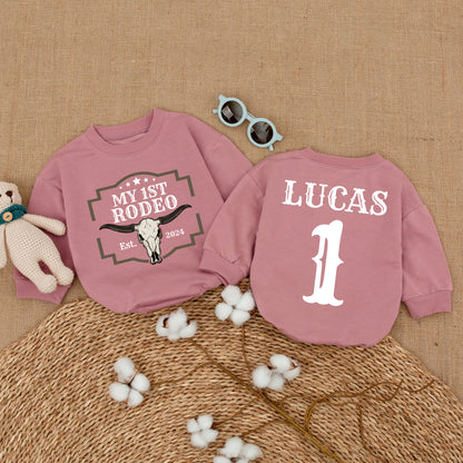 Custom My First Rodeo Birthday Romper Baby Boy Clothes Cowboy Western First Birthday Bodysuit Fun Farm Outfit