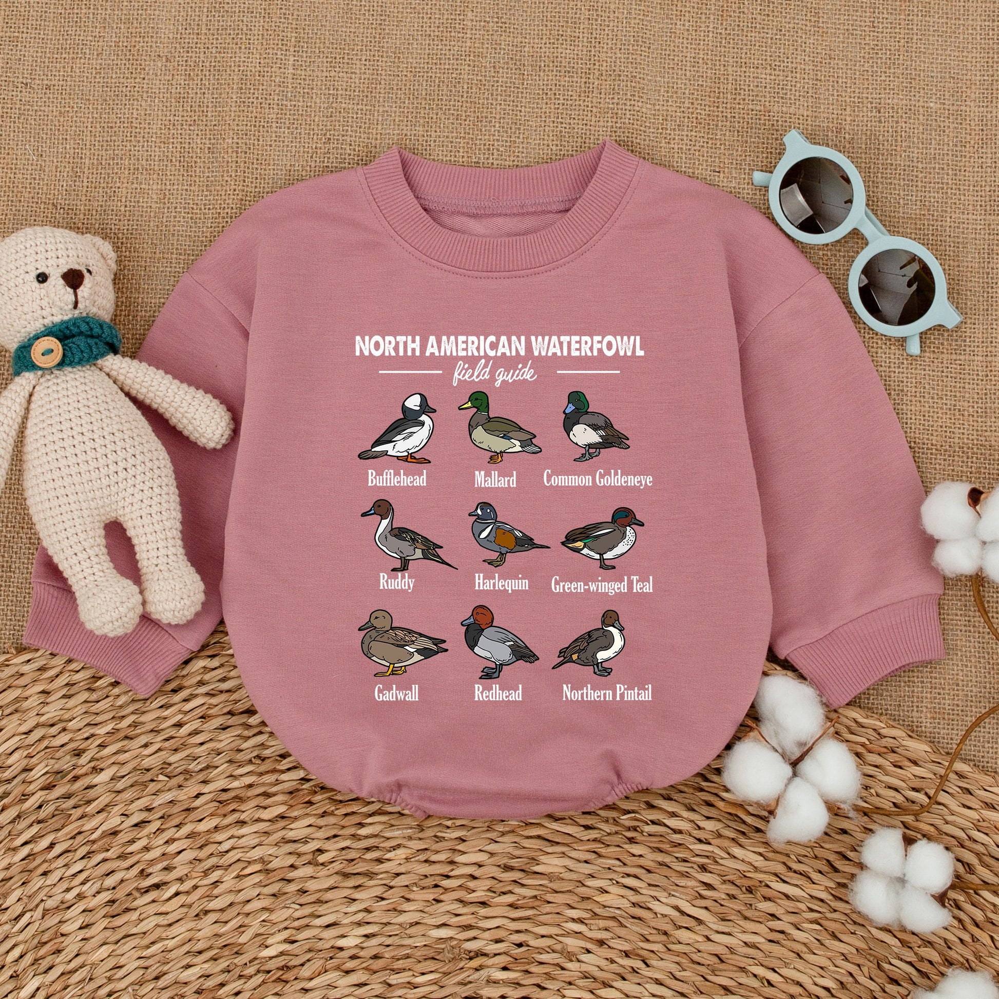 North American Waterfowl Field Guide Baby Romper Educational Duck Species Bodysuit Daddy's Hunting Buddy Bubble Outfit Cartoon Duckling Gift