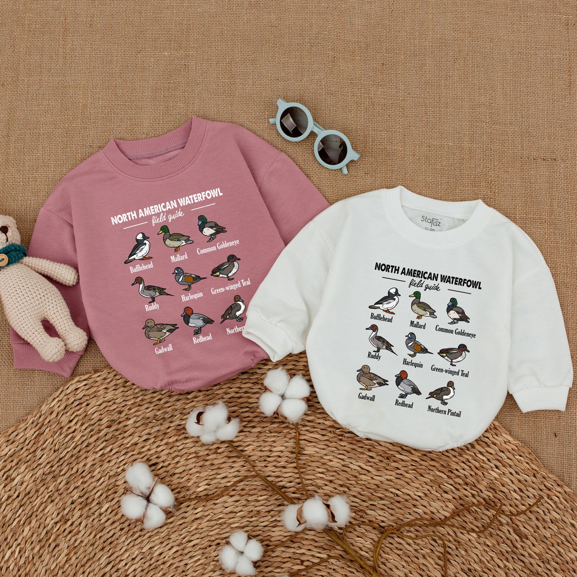 North American Waterfowl Field Guide Baby Romper Educational Duck Species Bodysuit Daddy's Hunting Buddy Bubble Outfit Cartoon Duckling Gift