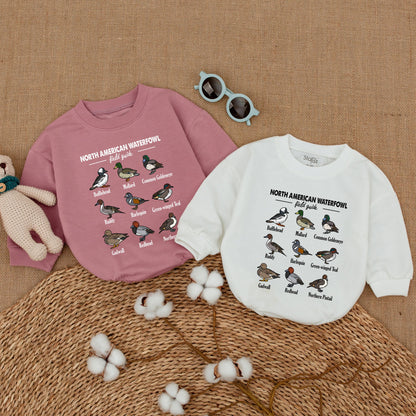 North American Waterfowl Field Guide Baby Romper Educational Duck Species Bodysuit Daddy's Hunting Buddy Bubble Outfit Cartoon Duckling Gift