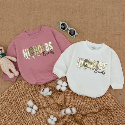 Personalized Nicholas Brooks Duck Romper, Mallard Duckling Baby Bodysuit, Custom Name Duck Hunting Outfit, Funny Animal Baby Shower Gift