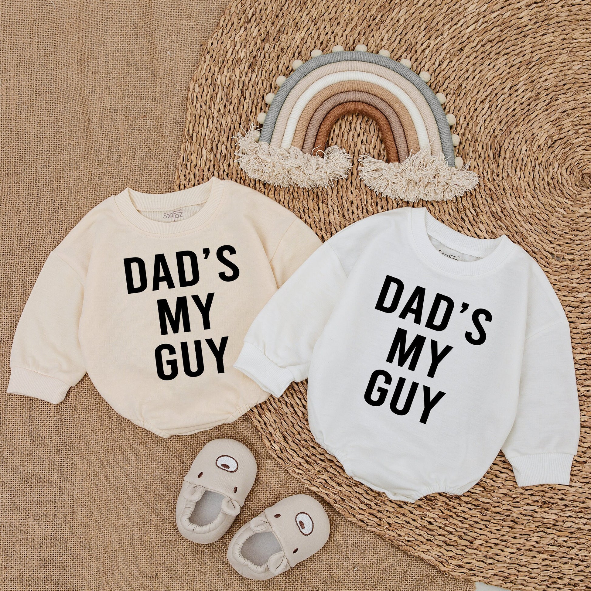 Dad's My Guy Baby Bodysuit Gender Reveal Announcement Outfit Newborn Infant Shower Gift Romper Father's Day Modern Black Text Design Comfortable Soft