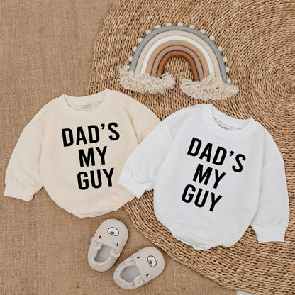 Dad's My Guy Baby Bodysuit Gender Reveal Announcement Outfit Newborn Infant Shower Gift Romper Father's Day Modern Black Text Design Comfortable Soft