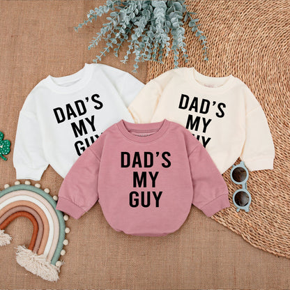 Dad's My Guy Baby Bodysuit Gender Reveal Announcement Outfit Newborn Infant Shower Gift Romper Father's Day Modern Black Text Design Comfortable Soft