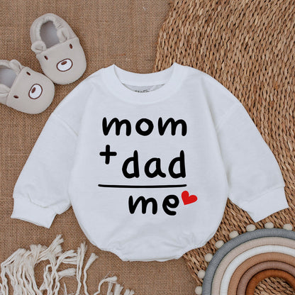 Mom Plus Dad Equals Me Baby Bodysuit, Sweet Gender Reveal & Announcement Gift, Modern Newborn Romper for Father's Day, Playful Infant Wear