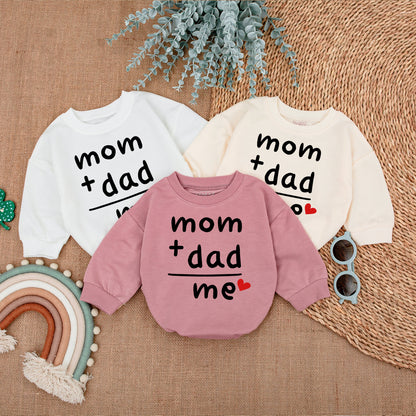 Mom Plus Dad Equals Me Baby Bodysuit, Sweet Gender Reveal & Announcement Gift, Modern Newborn Romper for Father's Day, Playful Infant Wear