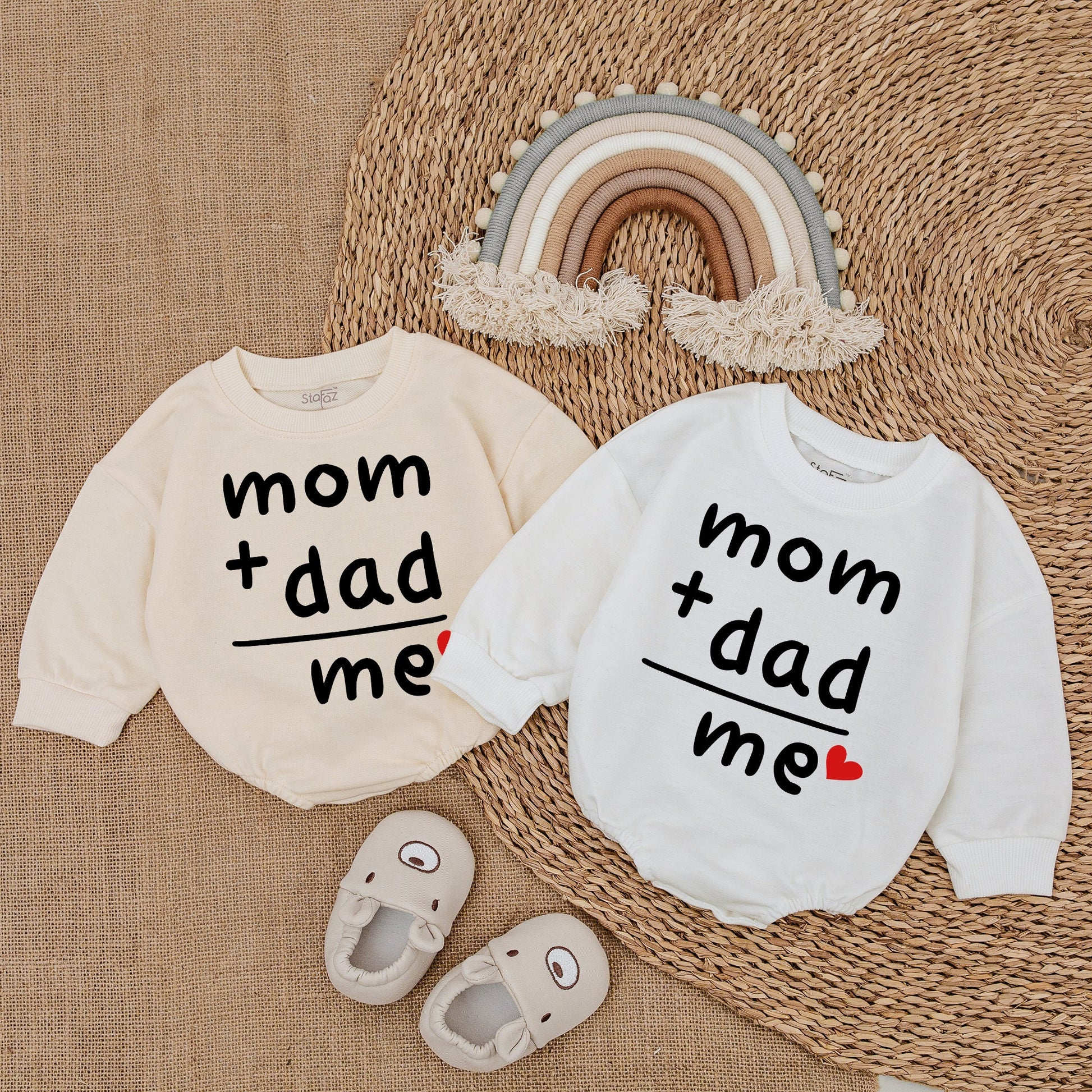 Mom Plus Dad Equals Me Baby Bodysuit, Sweet Gender Reveal & Announcement Gift, Modern Newborn Romper for Father's Day, Playful Infant Wear