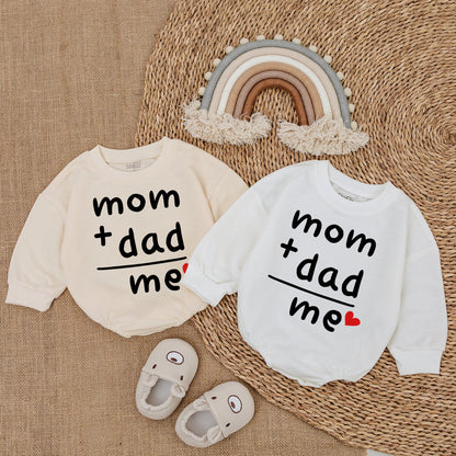 Mom Plus Dad Equals Me Baby Bodysuit, Sweet Gender Reveal & Announcement Gift, Modern Newborn Romper for Father's Day, Playful Infant Wear