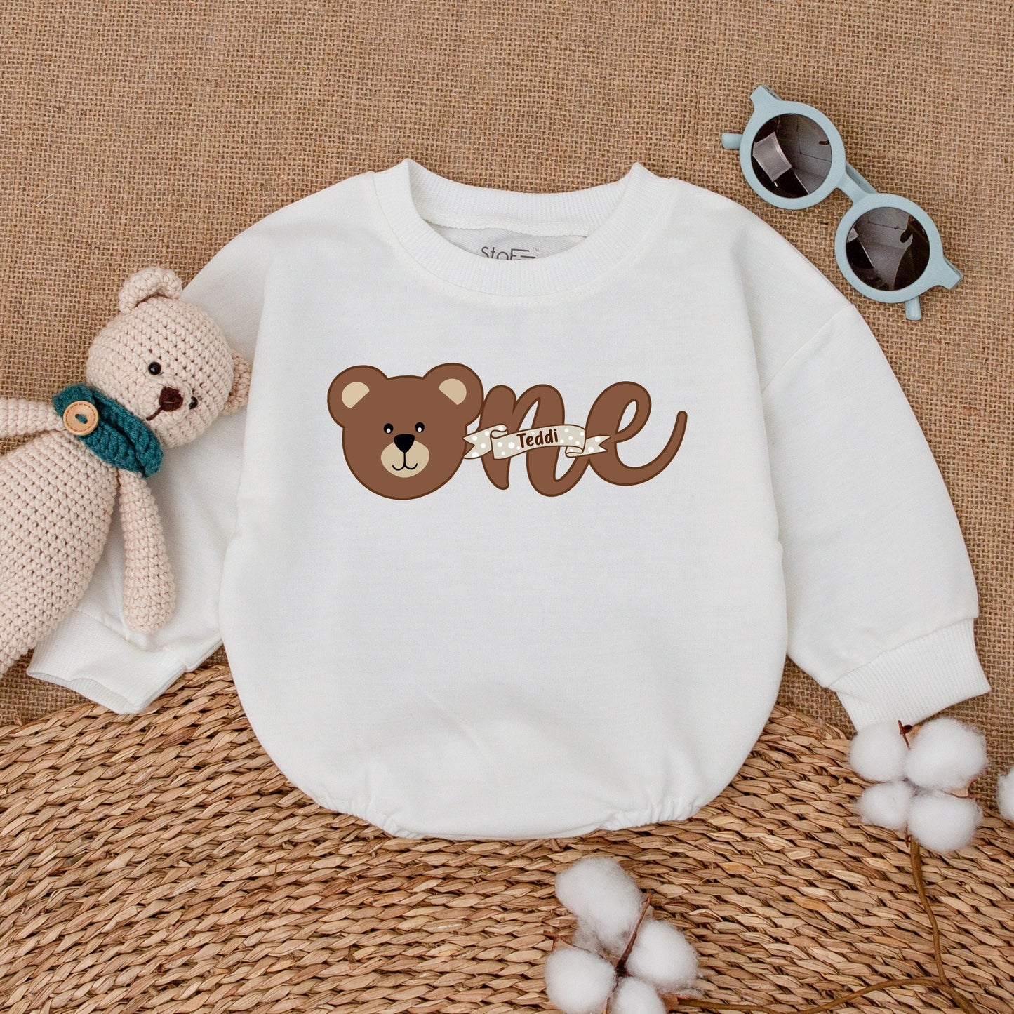 Adorable Teddi Bear Sweet One Girl First Birthday Romper Brown Teddy Bodysuit Cute Baby Smash Cake Outfit Polka Dot Design Summer Celebration