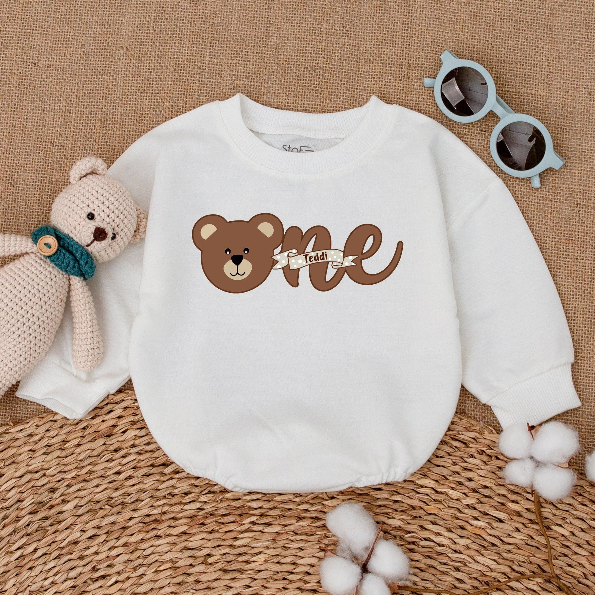 Adorable Teddi Bear Sweet One Girl First Birthday Romper Brown Teddy Bodysuit Cute Baby Smash Cake Outfit Polka Dot Design Summer Celebration