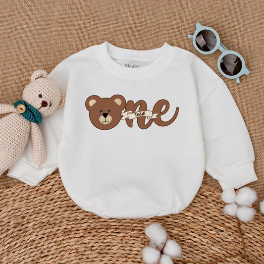 Adorable Teddi Bear Sweet One Girl First Birthday Romper Brown Teddy Bodysuit Cute Baby Smash Cake Outfit Polka Dot Design Summer Celebration