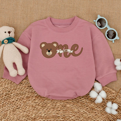 Adorable Teddi Bear Sweet One Girl First Birthday Romper Brown Teddy Bodysuit Cute Baby Smash Cake Outfit Polka Dot Design Summer Celebration