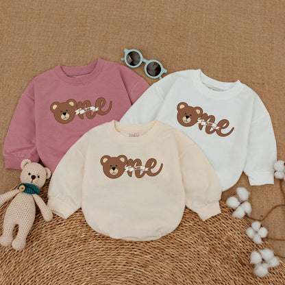 Adorable Teddi Bear Sweet One Girl First Birthday Romper Brown Teddy Bodysuit Cute Baby Smash Cake Outfit Polka Dot Design Summer Celebration