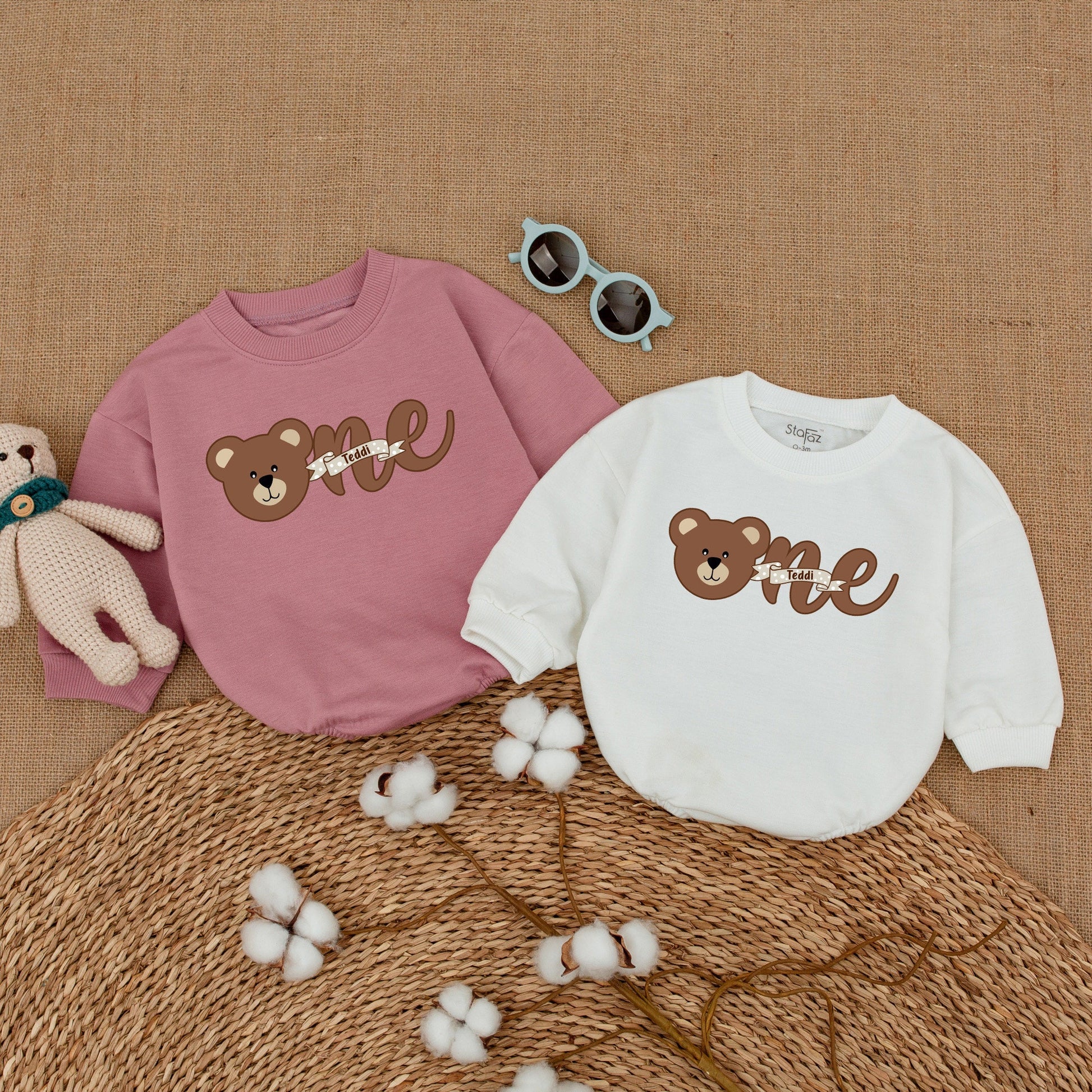 Adorable Teddi Bear Sweet One Girl First Birthday Romper Brown Teddy Bodysuit Cute Baby Smash Cake Outfit Polka Dot Design Summer Celebration