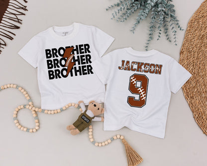 Custom SISTER Football Game Day Shirt, Personalized EMMA Number 9 Toddler Tee, Brother Sister Outfit, Rustic Sports Birthday Gift, Baby Clothes 138
