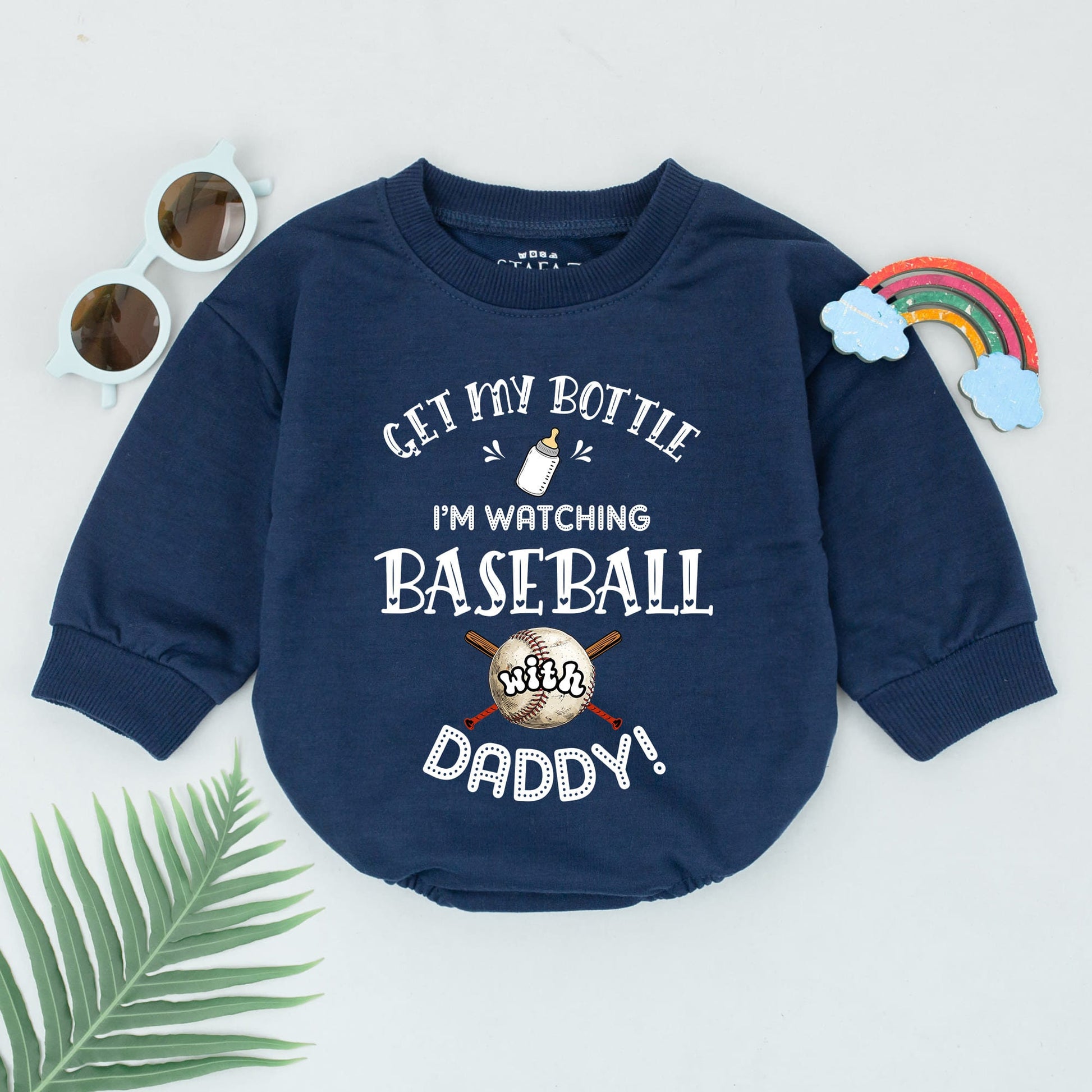 My First Baseball Game Romper, Daddy's Little Fan Outfit, Baseball Baby Bodysuit for Father's Day Gift, Infant Clothes, Cute Baseball Bats, Black Design (138 chars)