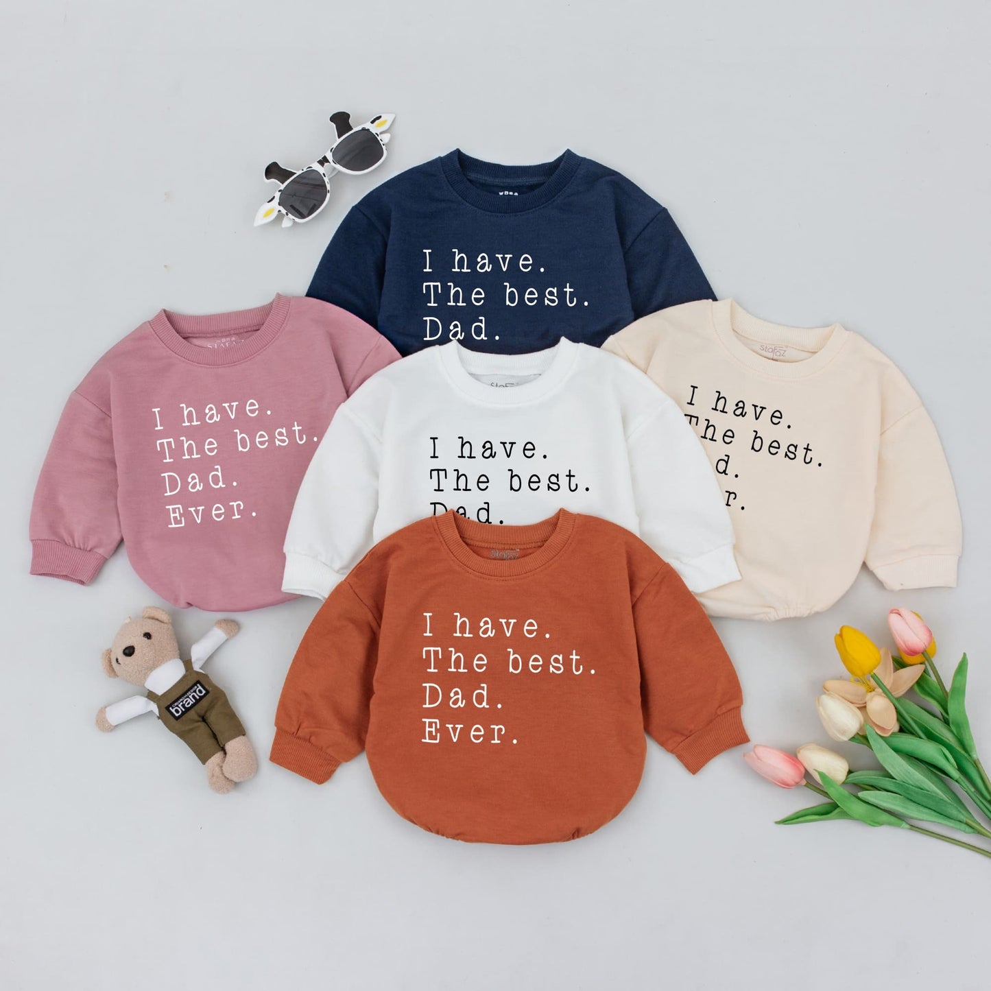I Have The Best Dad Ever Baby Romper First Father's Day New Dad Gift Funny Newborn Bodysuit Clean Minimalist Design