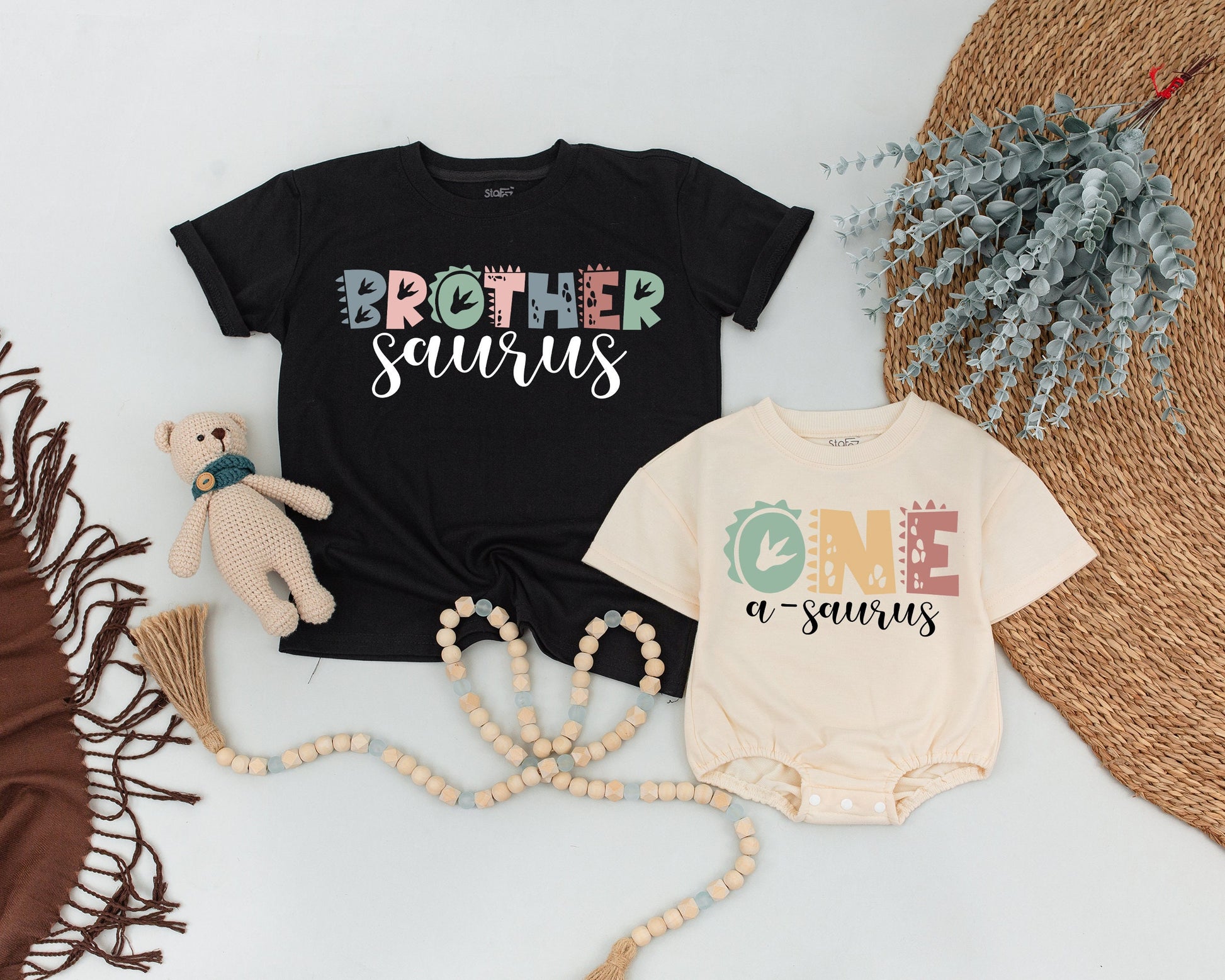 One-A-Saurus 1st Birthday Family Shirts, Matching Dino Outfits, Cute Muted Colors Dinosaur Party Tees, First Birthday Gift, Dino Family (135 chars)