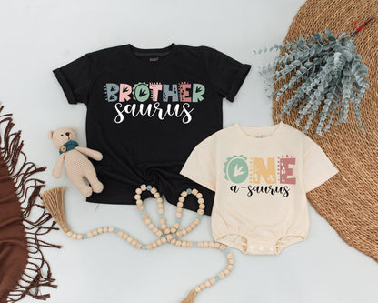 One-A-Saurus 1st Birthday Family Shirts, Matching Dino Outfits, Cute Muted Colors Dinosaur Party Tees, First Birthday Gift, Dino Family (135 chars)