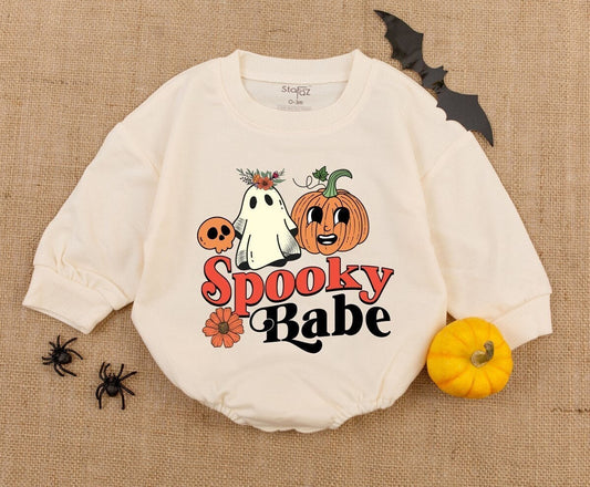 Spooky Babe Romper Adorable Halloween Ghost Floral Crown Pumpkin Skull Outfit Baby's First Halloween Gift