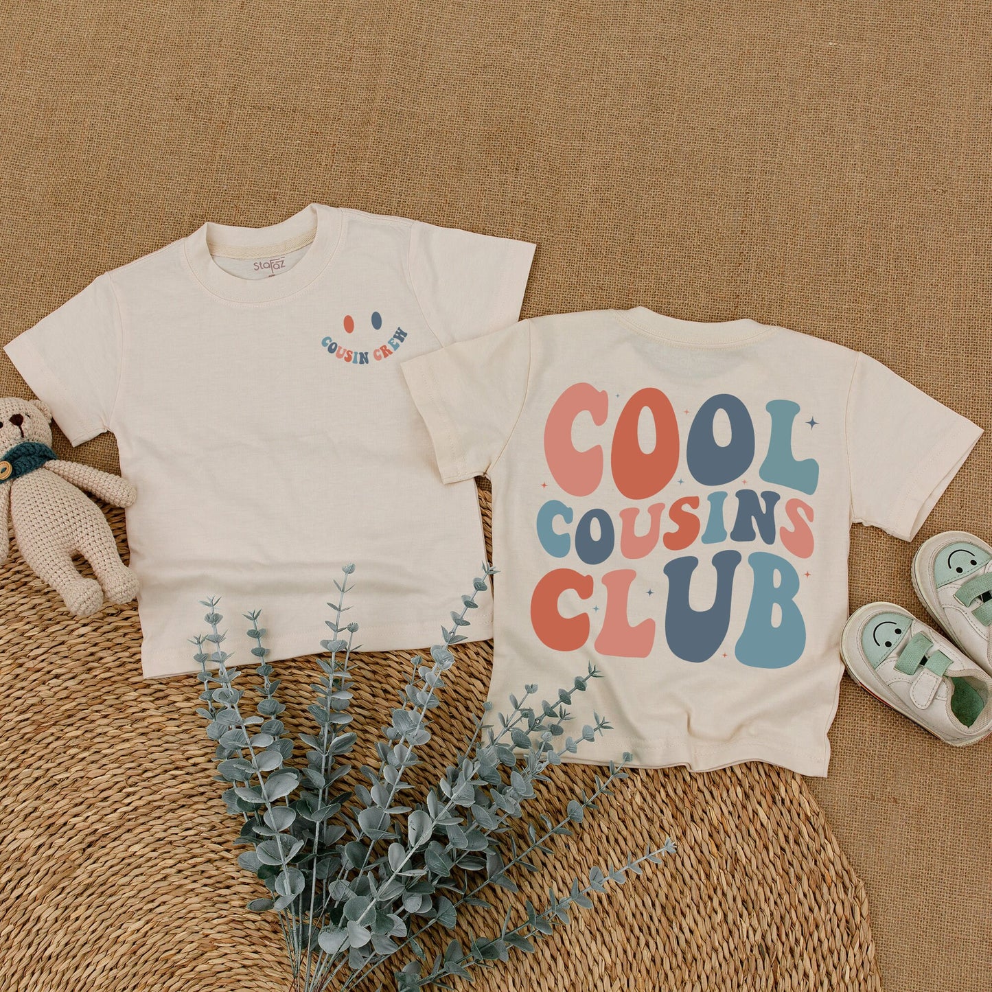 Cool Cousins Club Romper Bodysuit for Baby Girls Boys, Playful Smiley Face Cousin Crew Outfit, Soft Cotton Retro Family Reunion Matching Clothes