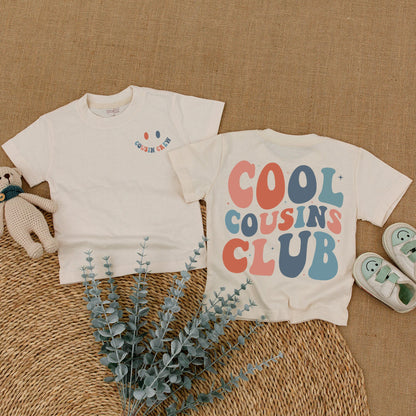 Cool Cousins Club Romper Bodysuit for Baby Girls Boys, Playful Smiley Face Cousin Crew Outfit, Soft Cotton Retro Family Reunion Matching Clothes