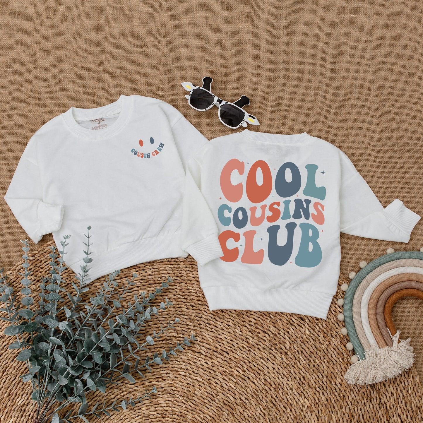 Cool Cousins Club Romper Bodysuit for Baby Girls Boys, Playful Smiley Face Cousin Crew Outfit, Soft Cotton Retro Family Reunion Matching Clothes