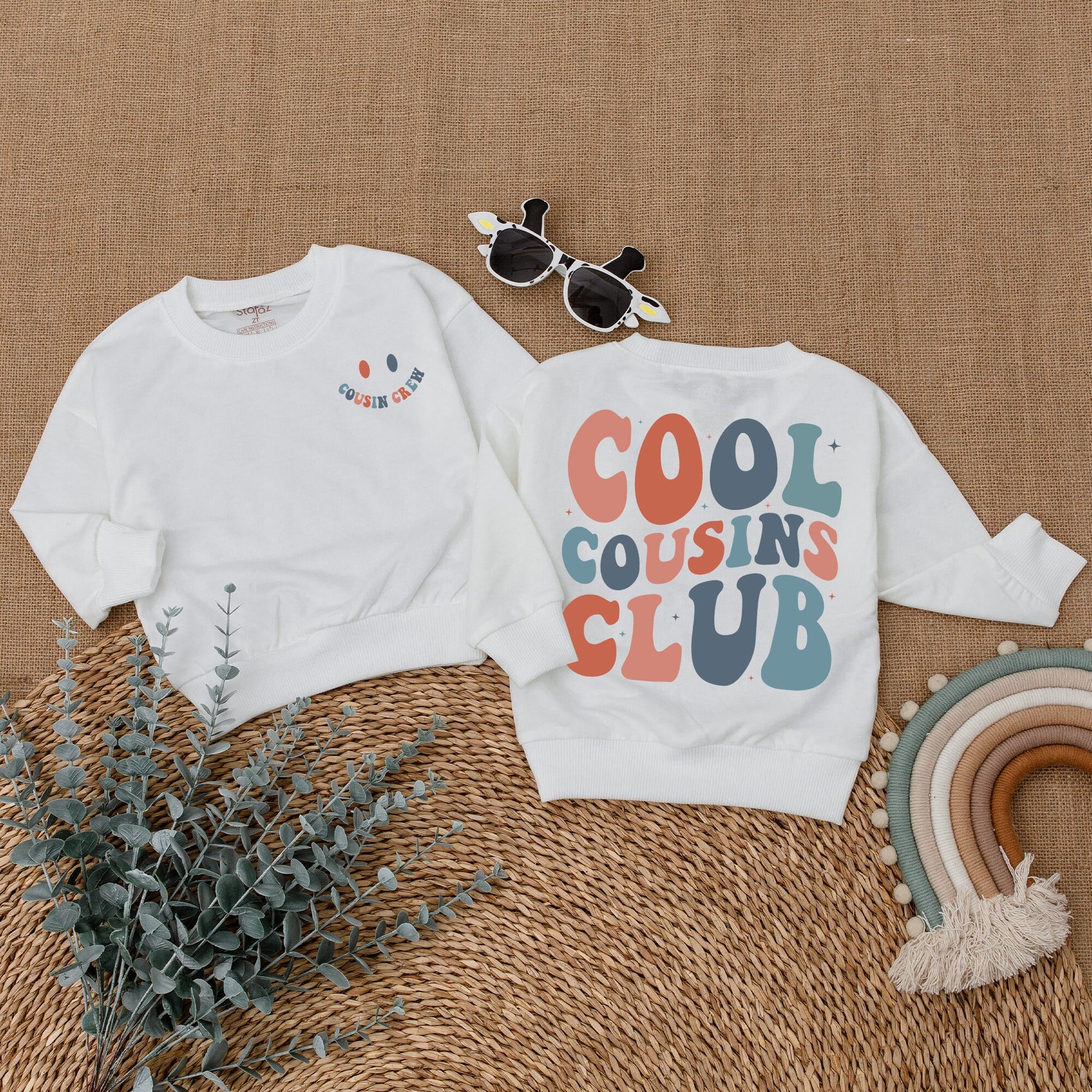 Cool Cousins Club Romper Bodysuit for Baby Girls Boys, Playful Smiley Face Cousin Crew Outfit, Soft Cotton Retro Family Reunion Matching Clothes