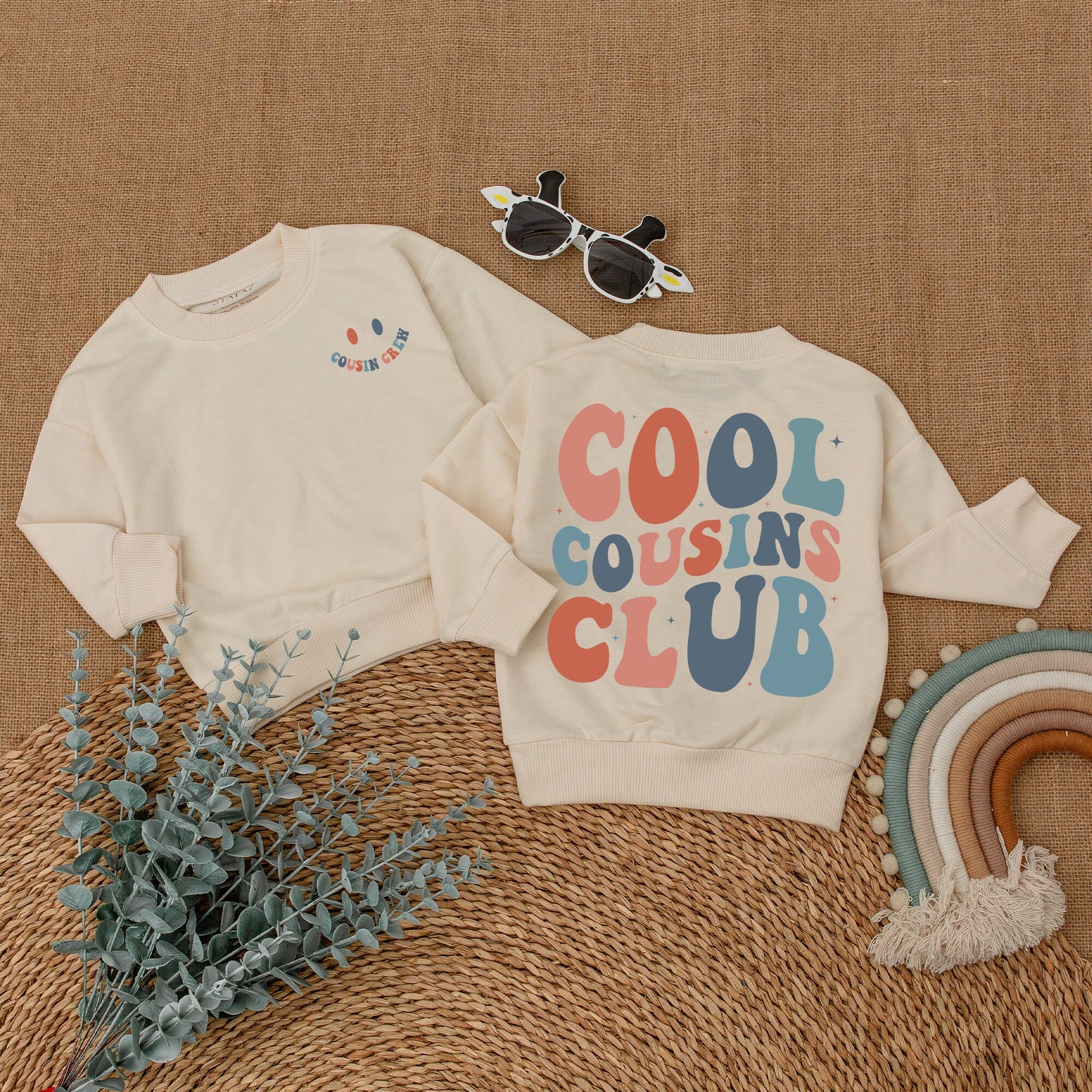 Cool Cousins Club Romper Bodysuit for Baby Girls Boys, Playful Smiley Face Cousin Crew Outfit, Soft Cotton Retro Family Reunion Matching Clothes