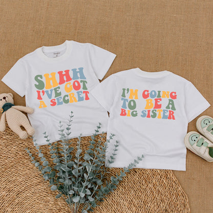 I've Got A Secret Big Sister Romper Baby Girl Announcement Outfit Newborn Bodysuit Sweatshirt T-Shirt Clothing Toddler New Baby Gift Comfortable