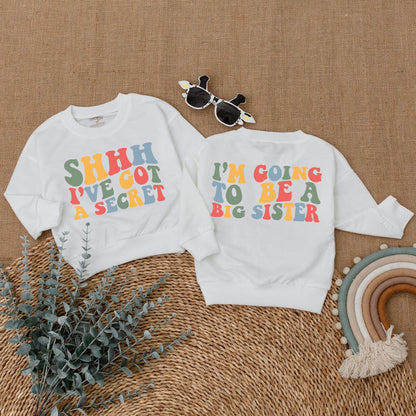 I've Got A Secret Big Sister Romper Baby Girl Announcement Outfit Newborn Bodysuit Sweatshirt T-Shirt Clothing Toddler New Baby Gift Comfortable